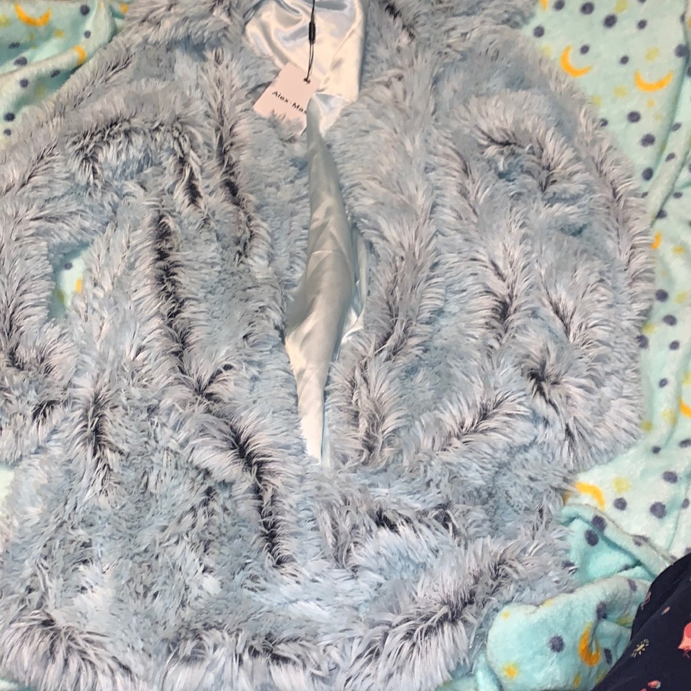 Alex Max NWT Faux Fur Jacket Baby blue